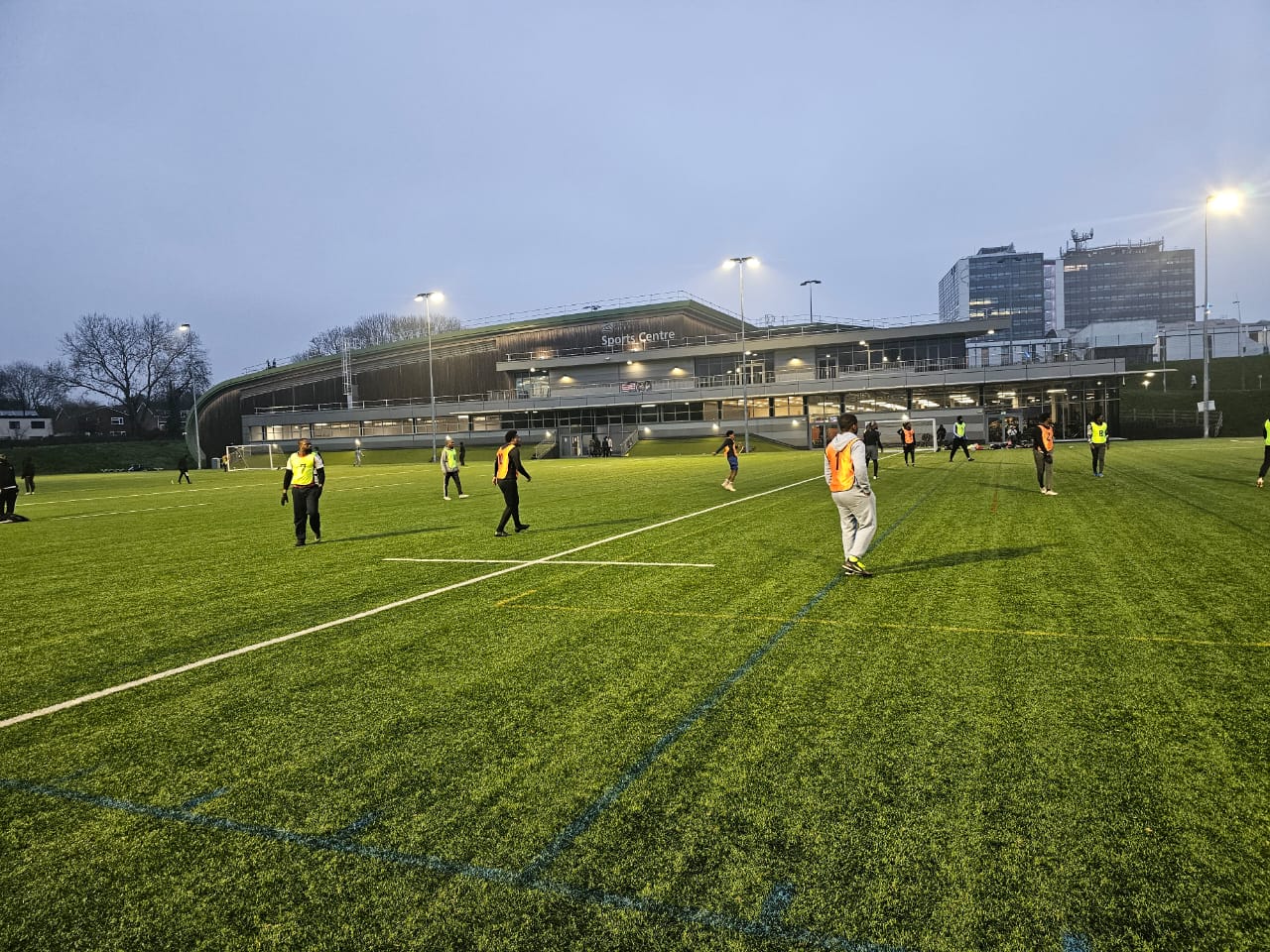 Seniorman football session at Derby sports pitch